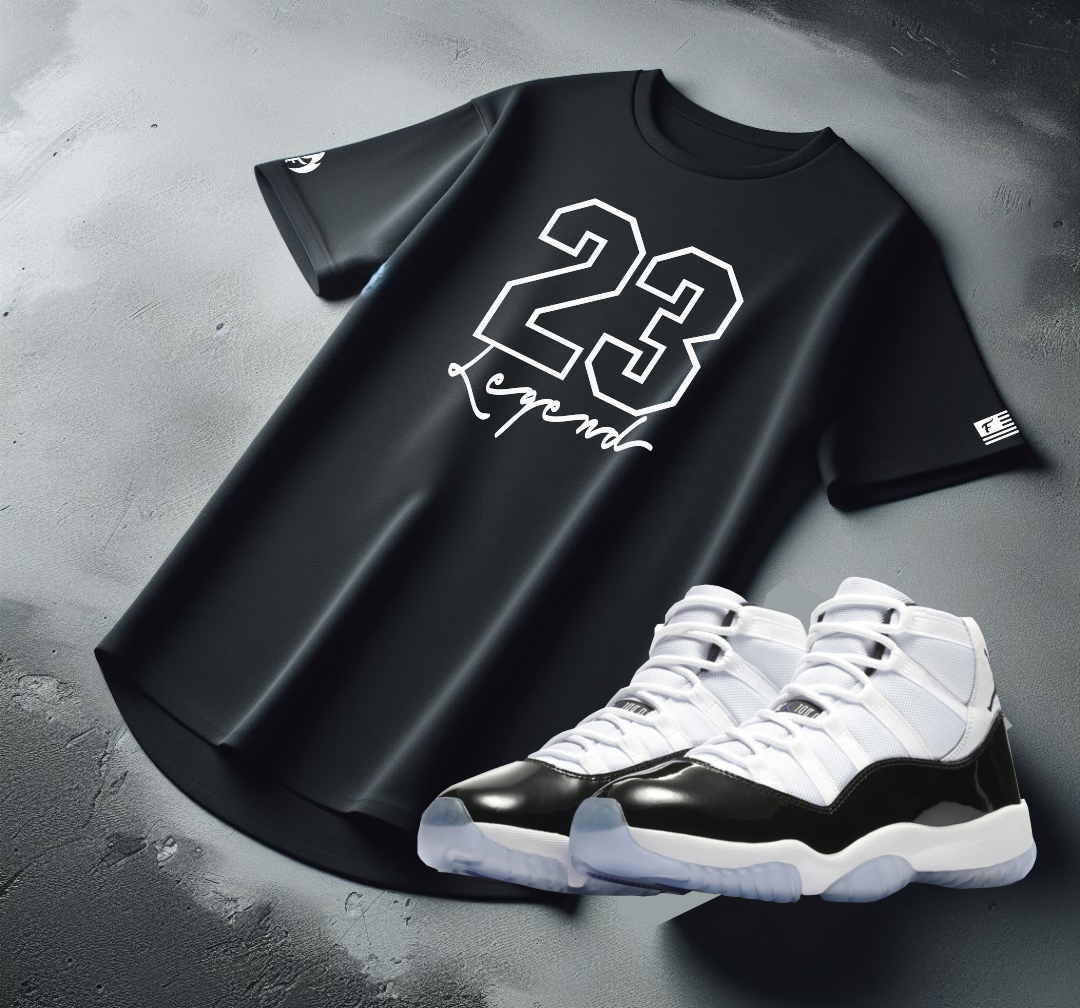 23 Legend Black T Shirt To Match Air Jordan Retro 11 Concord Men s Sne Threads On Fire