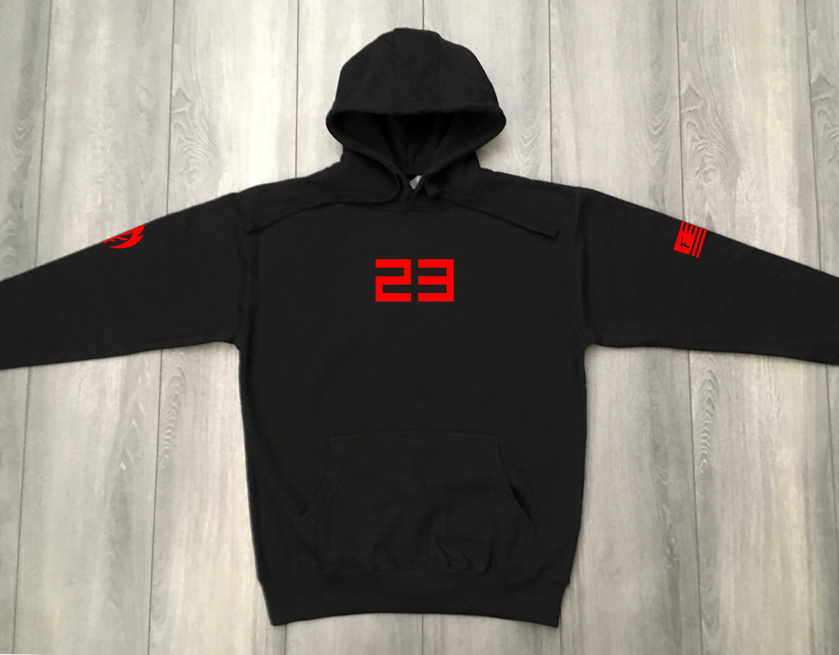 Black 23 Sneaker Sweatsuit To Match Jordan 1 Retro Bred Men's 23 Graphic Hoodie Joggers Set