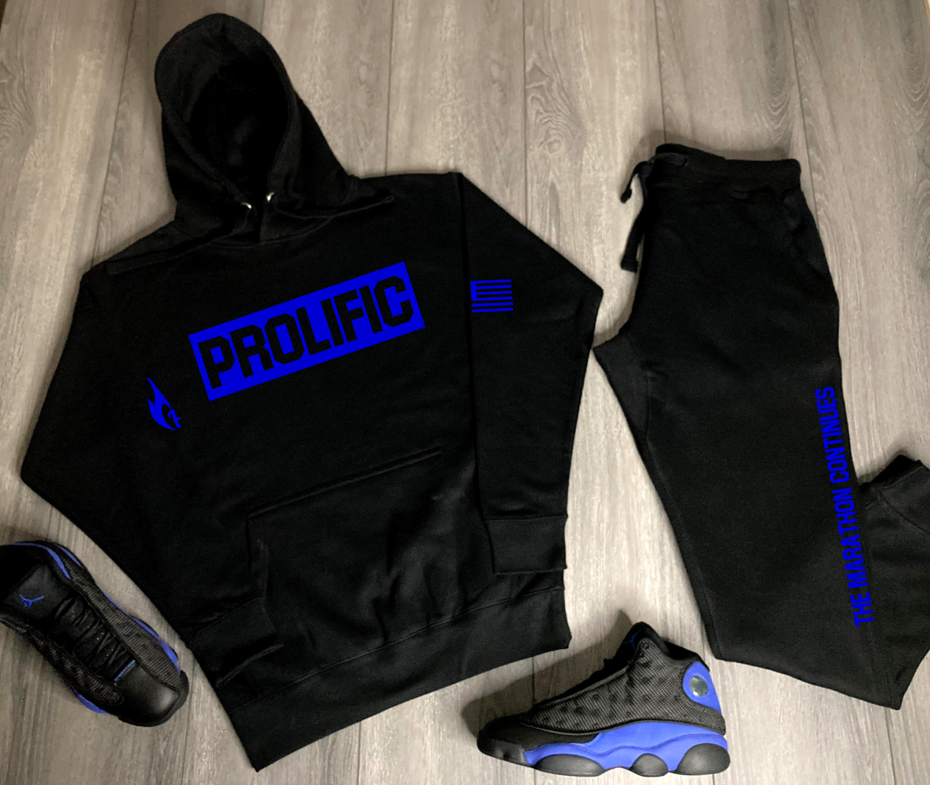 Mens black best sale and blue hoodie
