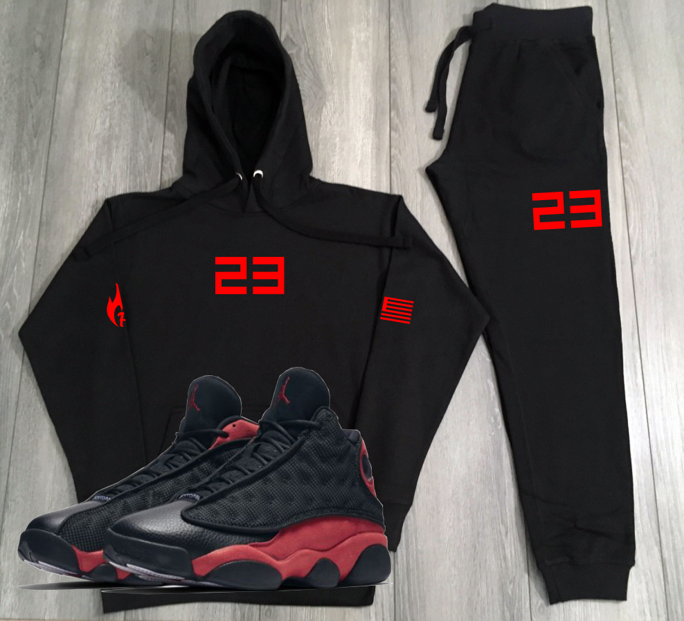 Red and black jordan joggers hotsell