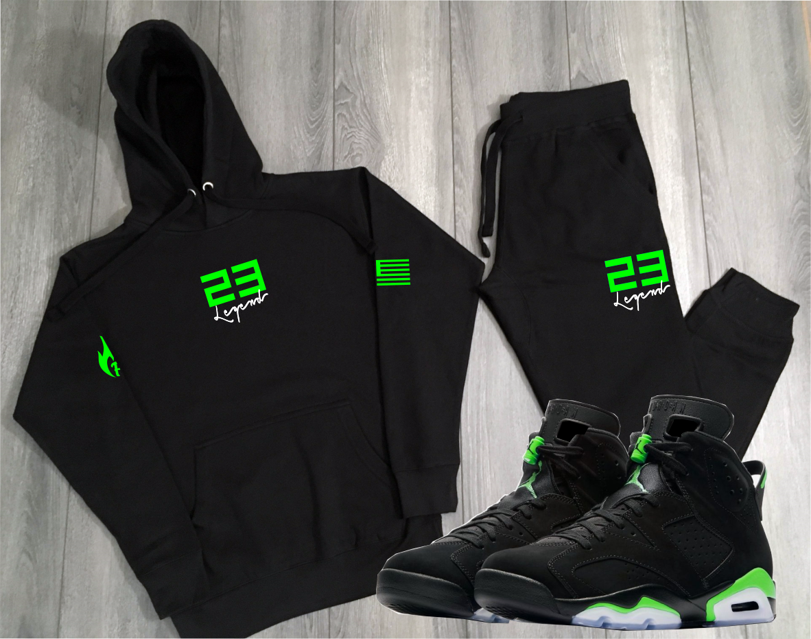 Men s 23 Legend Black Hoodie Joggers Sneaker Sweatsuit To Match