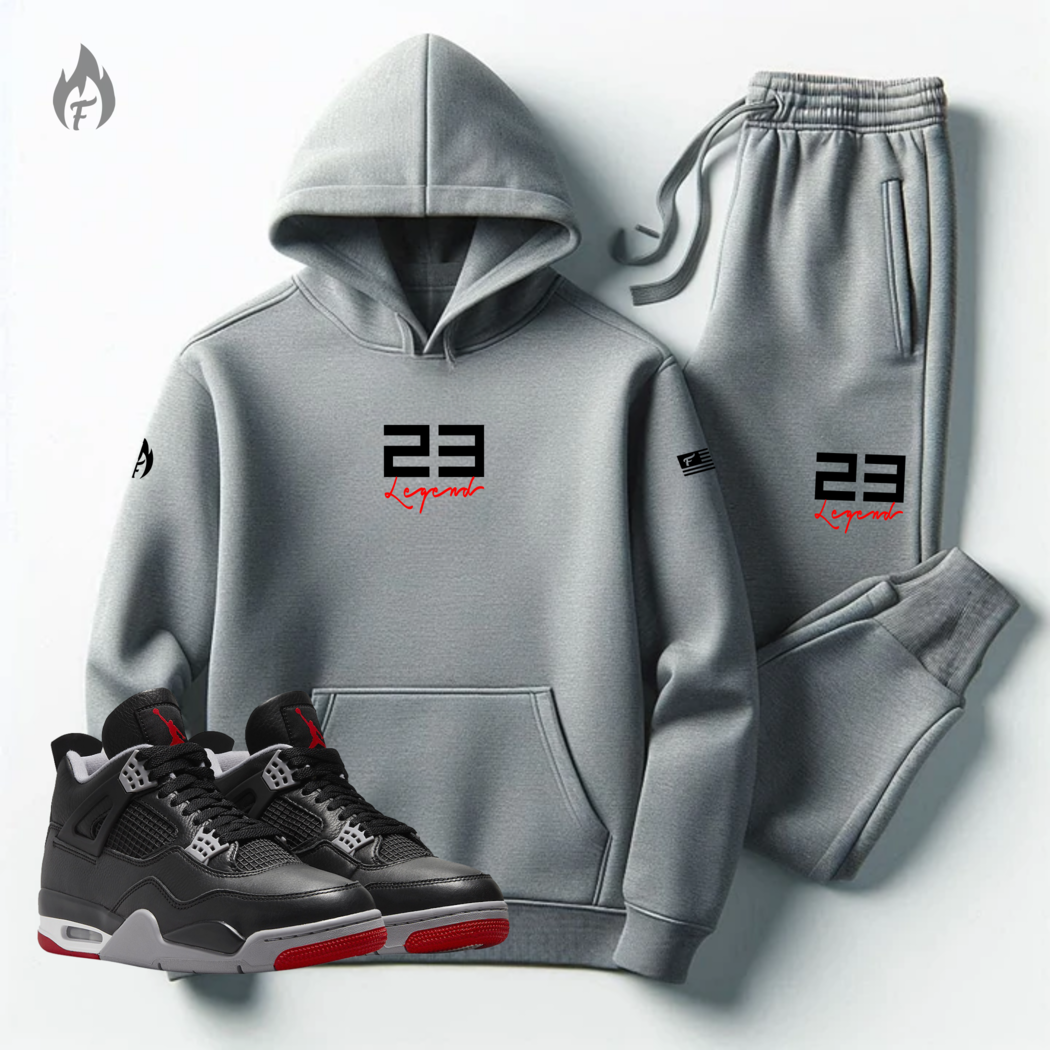 Best Men's Grey Hoodie and Joggers To Match Air Jordan 4 Bred Reimagined