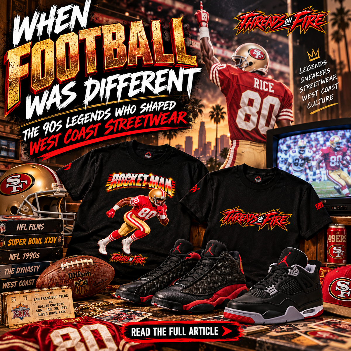 90's west coast streetwear inspired by football legends