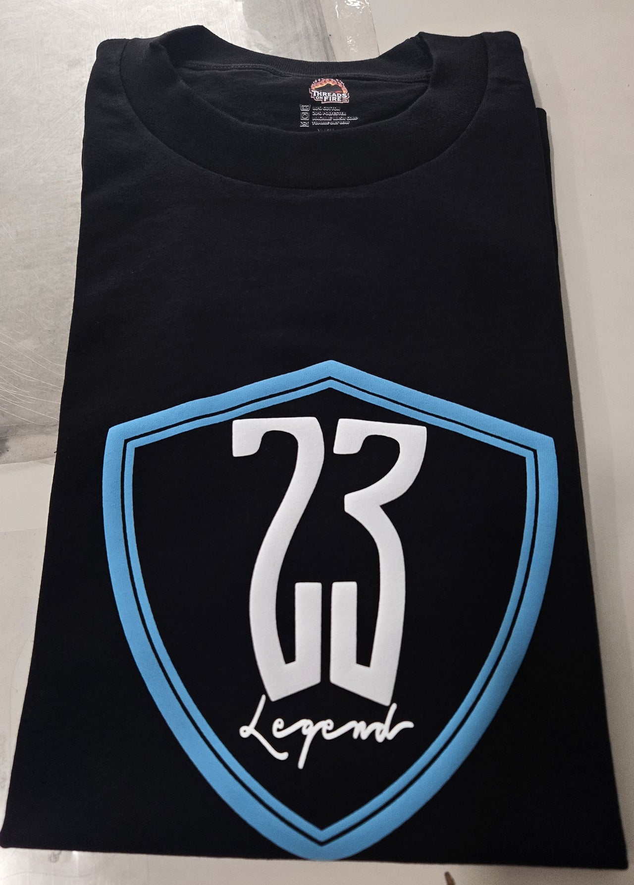 Men's 23 Legend T-Shirt Black Sky Blue Streetwear Tee To Match Air Jordan 14 University Blue