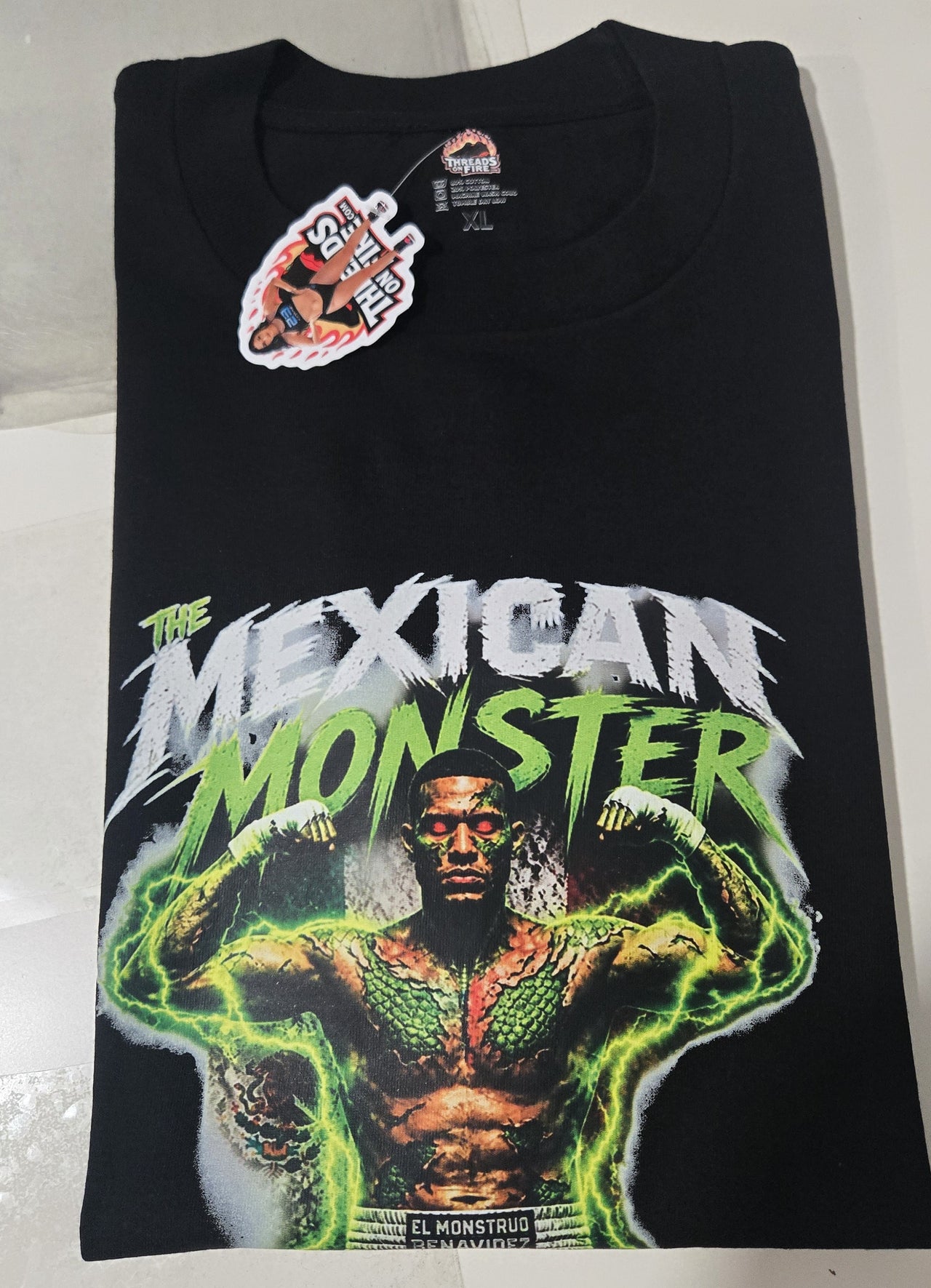 Mexican Monster Boxing T-Shirt Black Green Graphic Fight Streetwear Tee