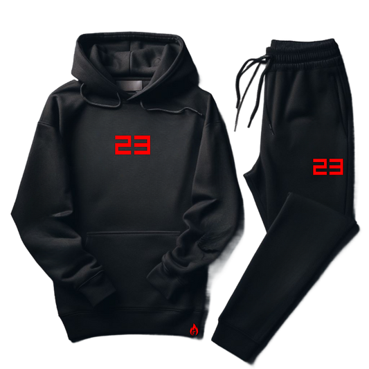 23 Black Sweatsuit To Match Air Retro 13 Sneaker Graphics Red 23 Hoodie & Joggers Sweatsuit