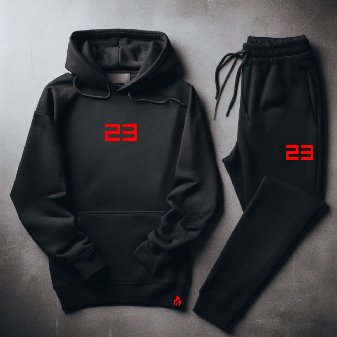 Black 23 Sneaker Sweatsuit To Match Jordan 1 Retro Bred Men's 23 Graphic Hoodie Joggers Set