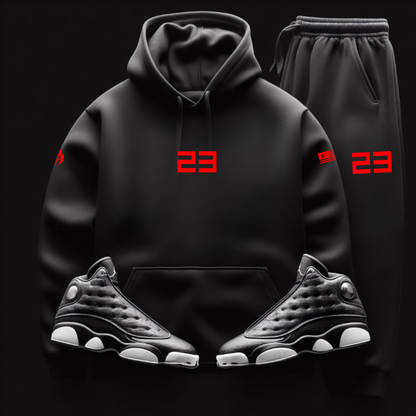 black and red 23 hoodie and joggers set