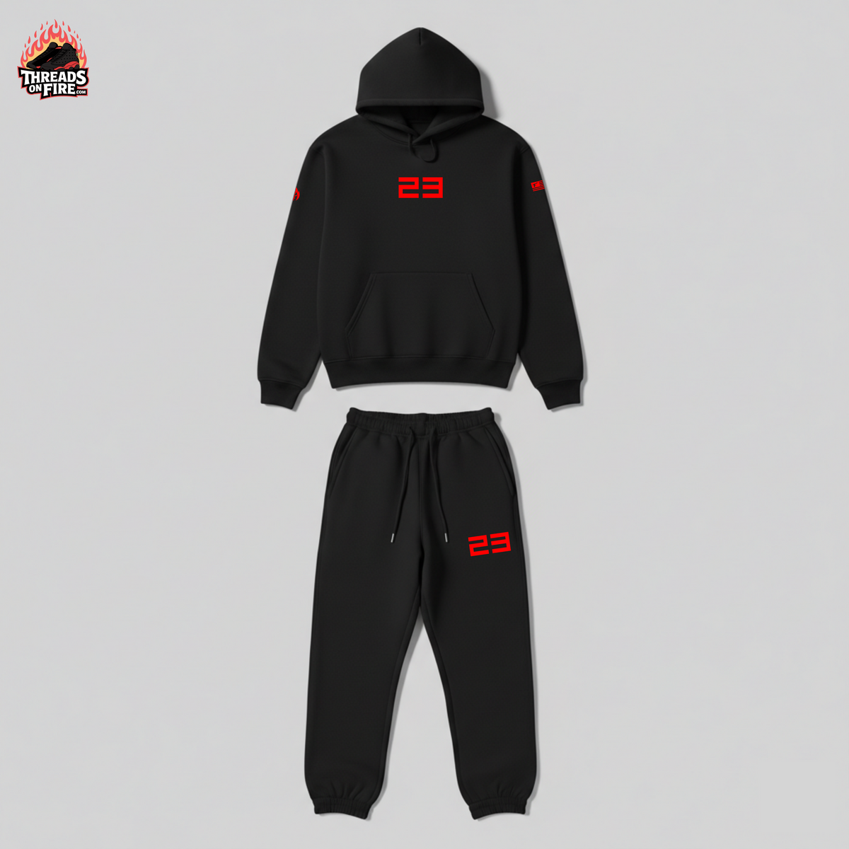 23 Black Sweatsuit To Match Air Retro 13 Sneaker Graphics Red 23 Hoodie & Joggers Sweatsuit
