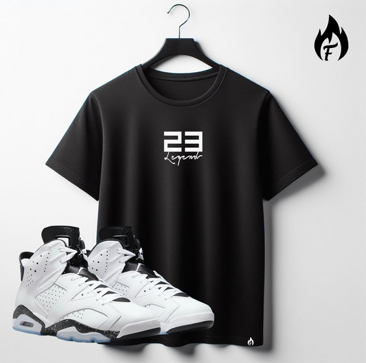 23 Legend Sneaker T-Shirt To Match Jordan 6 White Black Streetwear Tee