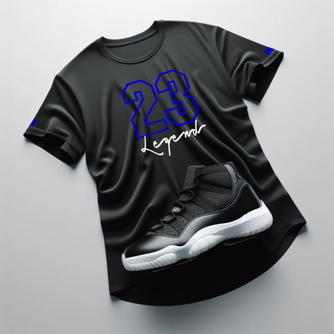 23 Legend Black Sneaker T-Shirt To Match Air Jordan Retro 13 Hyper Royal Men's Tee Fire!🔥