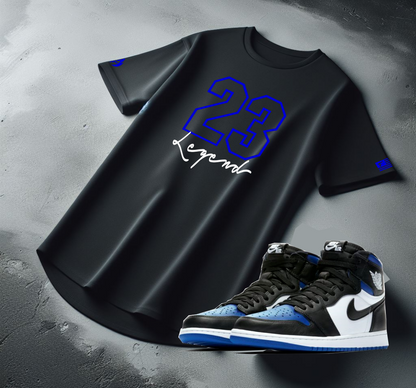 23 Legend Black Sneaker T-Shirt To Match Air Jordan Retro 13 Hyper Royal Men's Tee Fire!🔥