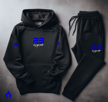 Men's "23 Legend" Graphic Sneakerhead Sweatsuit Inspired by Air Jordan 13 Retro Hyper Royal Blue Black Hoodie Joggers Set