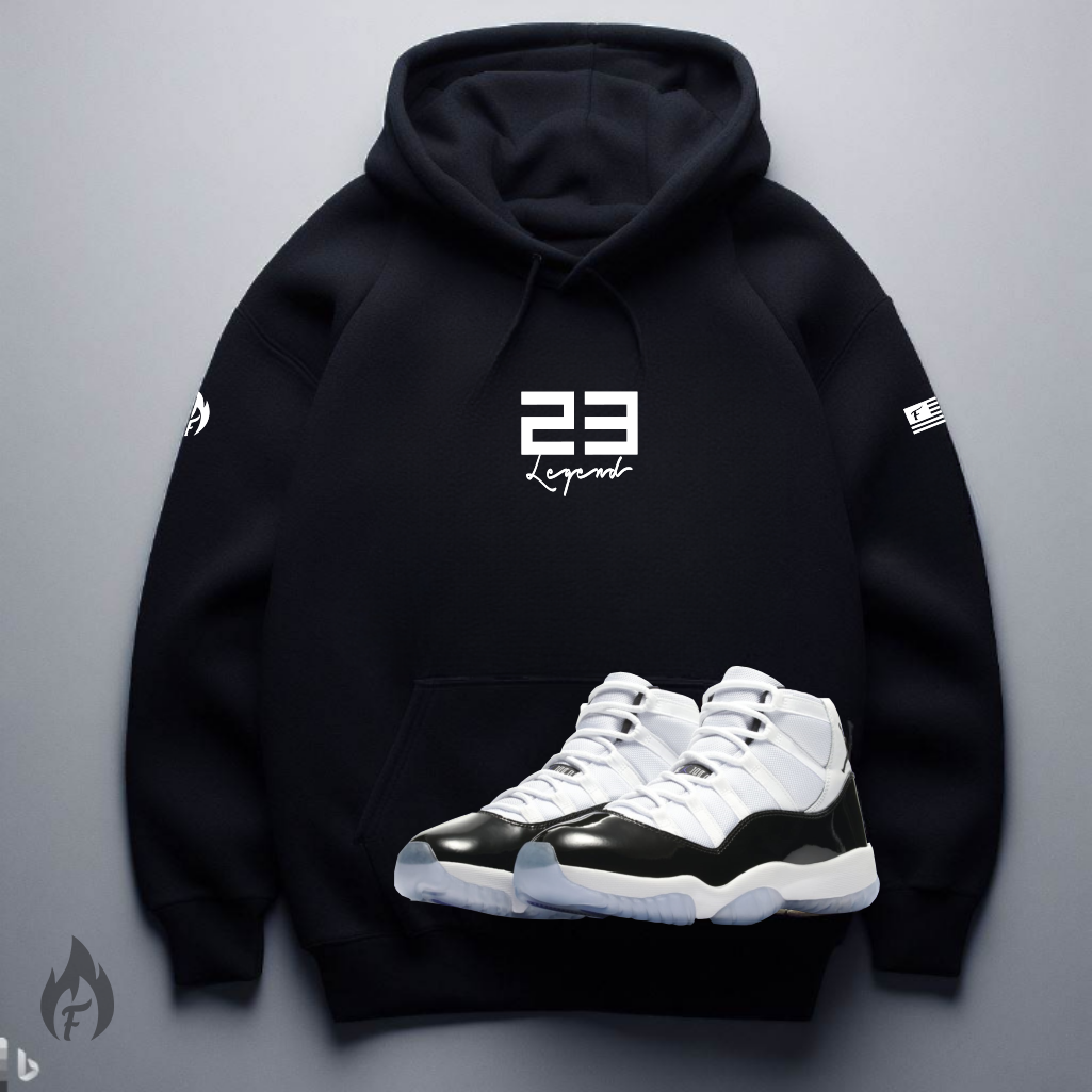 Men's 23 Legend Black Sneaker Hoodie To Match Air Jordan 11 Concord Colorway Sizes S-3XL 🔥