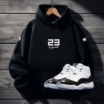 Men's 23 Legend Black Sneaker Hoodie To Match Air Jordan 11 Concord Colorway Sizes S-3XL 🔥