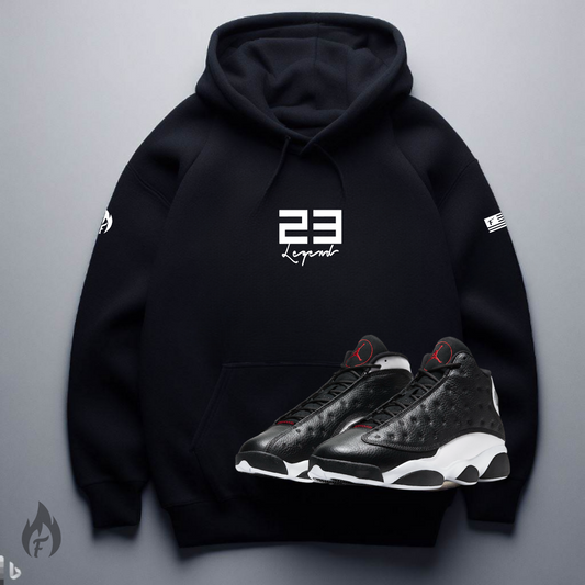 Men's 23 Legend Black Sneaker Hoodie To Match Air Jordan 13 Retro Reverse Got Game