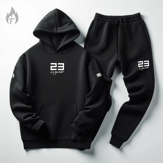 Black 23 Legend Sneaker Hoodie & Joggers Set To Match Air Jordan Retro 11 Jubilee Black Men's Sweatsuit