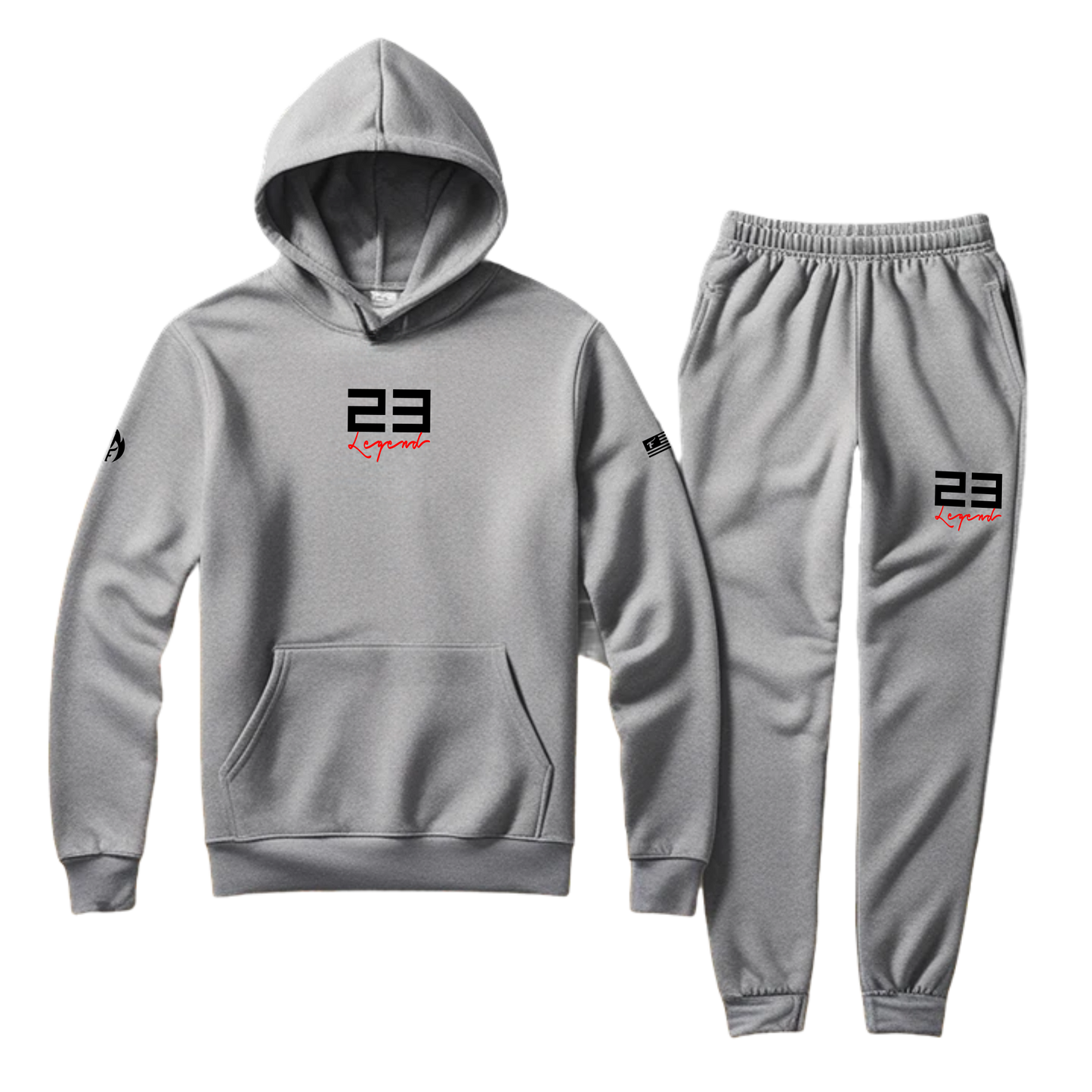 23 Legend Grey Sweatsuit To Match Air Jordan 4 Bred Reimagined Men's Sneakerhead Hoodie Joggers Set