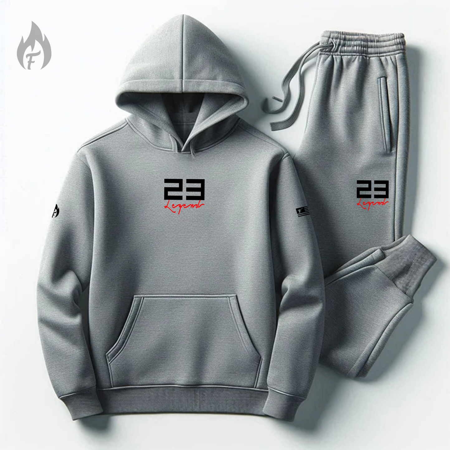 23 Legend Grey Sweatsuit To Match Air Jordan 4 Bred Reimagined Men's Sneakerhead Hoodie Joggers Set