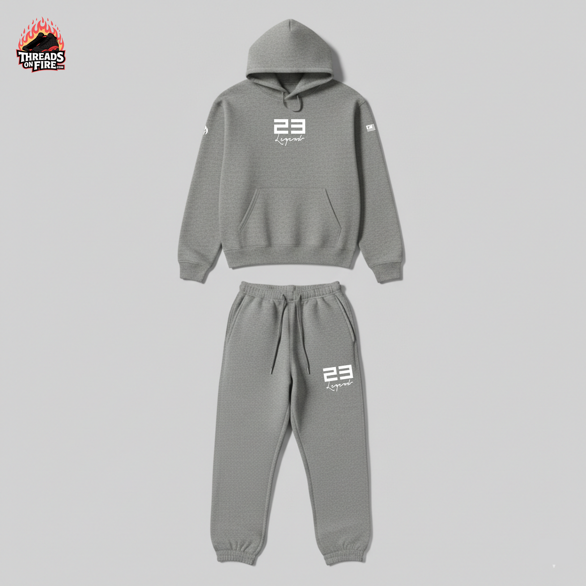 Grey 23 Legend Graphic Air Jordan 11 Cool Grey Inspired Sneaker Sweatsuit for Men Matching Hoodie and Joggers Set