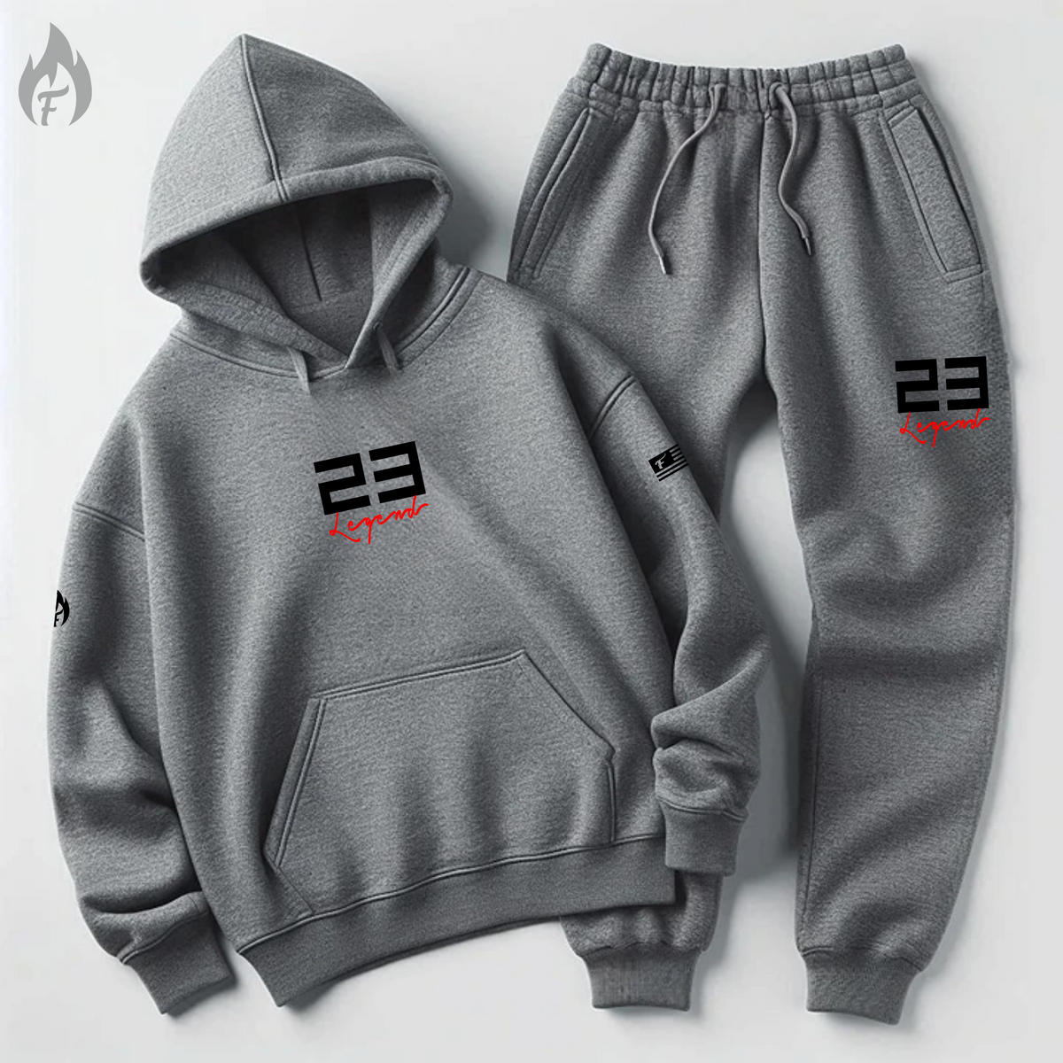 23 Legend Grey Sweatsuit To Match Air Jordan 4 Bred Reimagined Men's Sneakerhead Hoodie Joggers Set