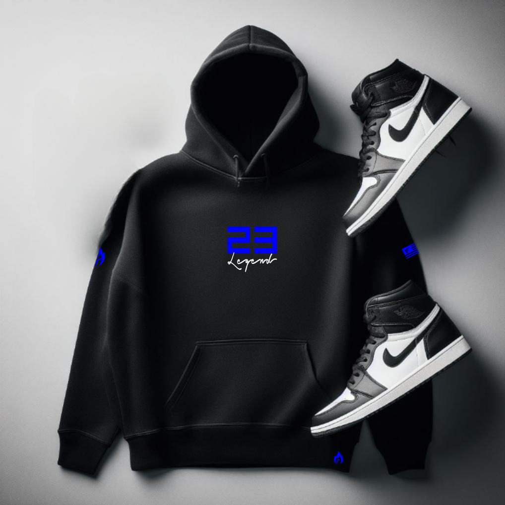 Men's "23 Legend" Black Sneaker Sweatsuit To Match Air Jordan 13 Retro Flint Grey Sneakerhead Hoodie Joggers Set