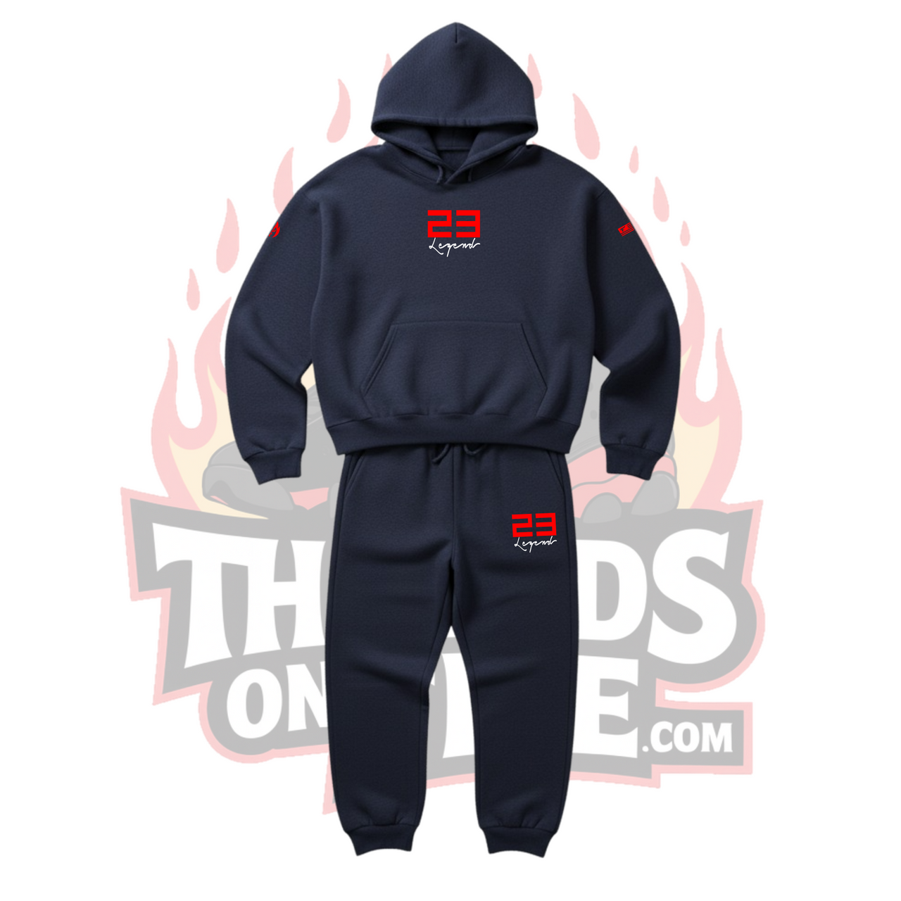 Men's 23 Legend Navy Red Tracksuit Hoodie & Joggers Sweatsuit To Match Air Jordan 13 Midnight Navy