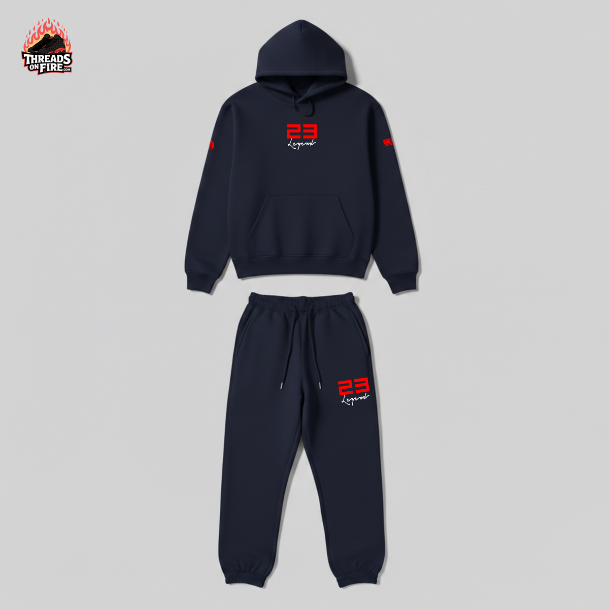 Men's 23 Legend Navy Red Tracksuit Hoodie & Joggers Sweatsuit To Match Air Jordan 13 Midnight Navy
