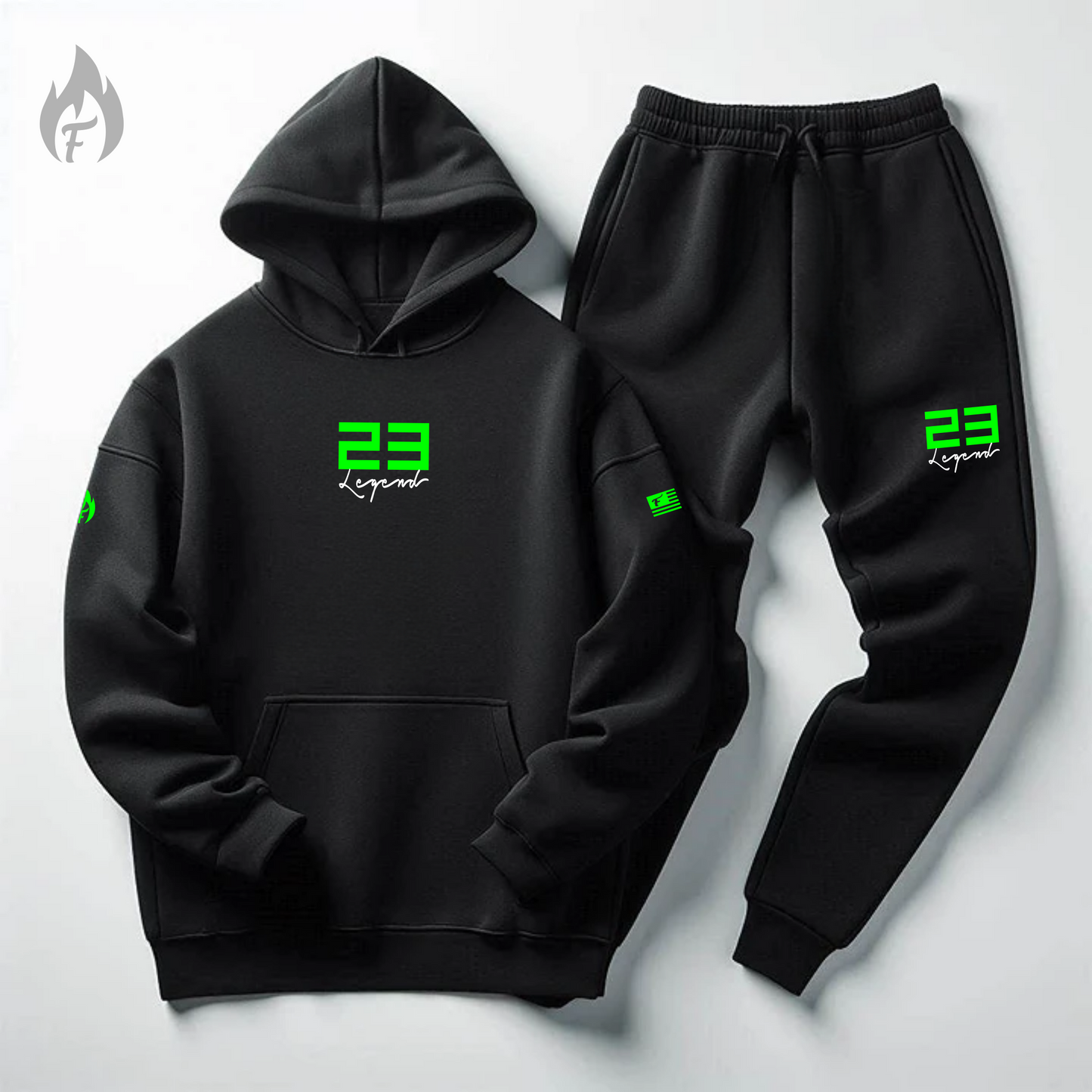 Black 23 Legend Tracksuit To Match Jordan Retro Retro 6 Electric Green Men's Sweatsuit 2pc. Hoodie Joggers Set