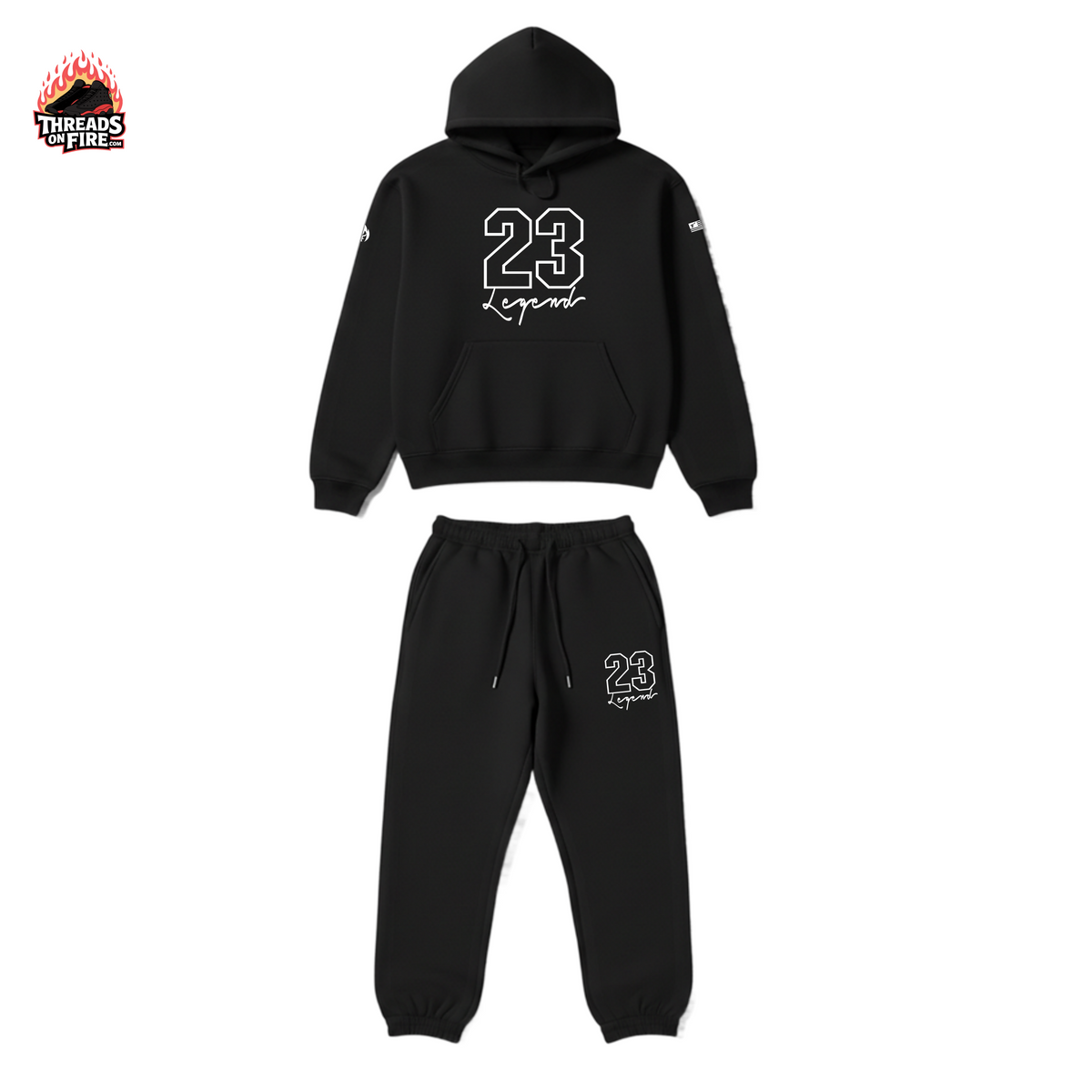 Men's "23 Legend" Premium Sneaker Sweatsuit Inspired by Air Jordan Retro 1 High OG Black White Sneaker Hoodie Joggers Set
