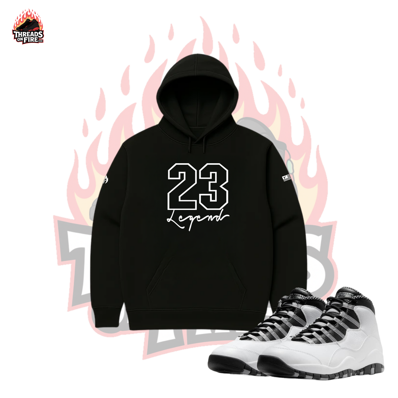 Men's Black 23 Legend Sweatsuit Hoodie & Joggers To Match Air Jordan 10 Steel
