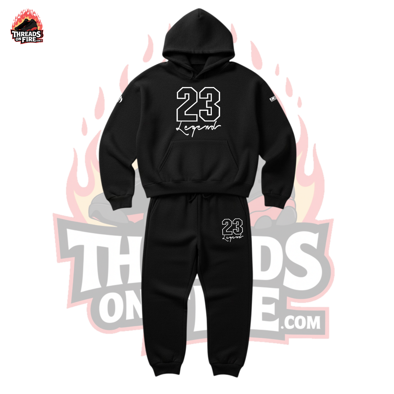 Men's "23 Legend" Premium Sneaker Sweatsuit Inspired by Air Jordan Retro 1 High OG Black White Sneaker Hoodie Joggers Set