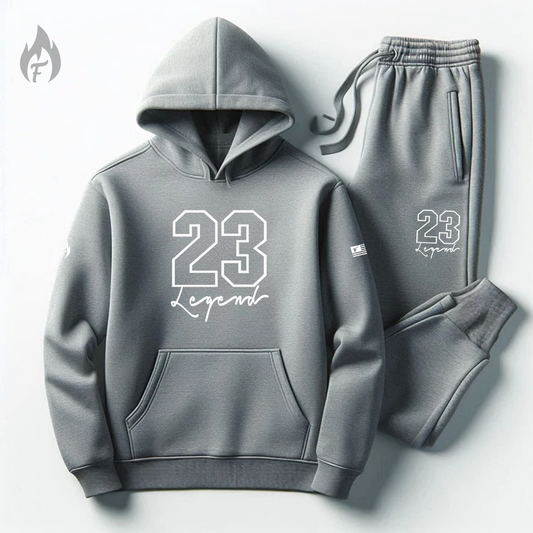 Men's Gray 23 Legend Sneaker Sweatsuit To Match Air Jordan Retro 11 Cool Grey Sneaker Hoodie Joggers Set