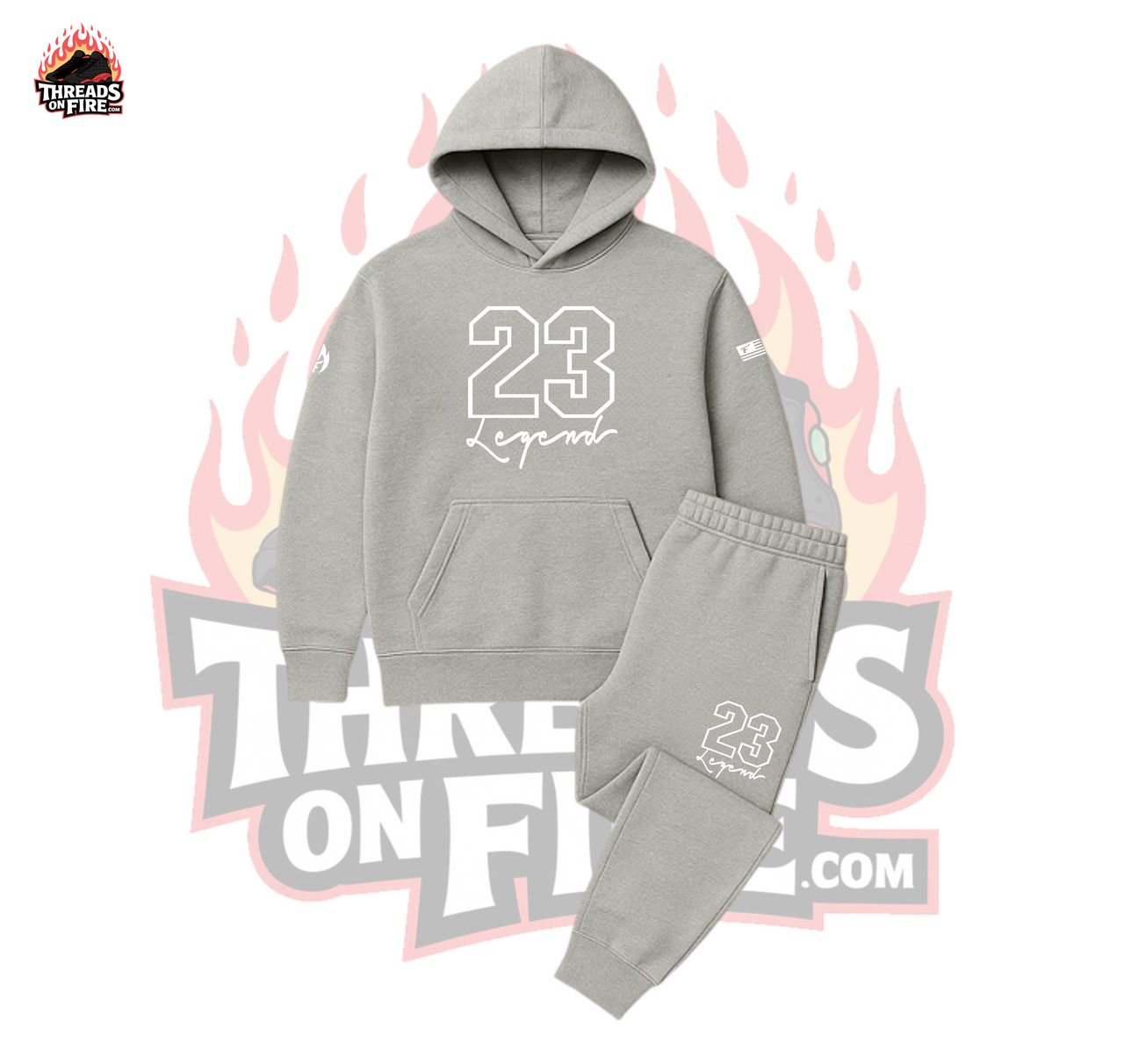 Men's Gray 23 Legend Sneaker Sweatsuit To Match Air Jordan Retro 11 Cool Grey Sneaker Hoodie Joggers Set