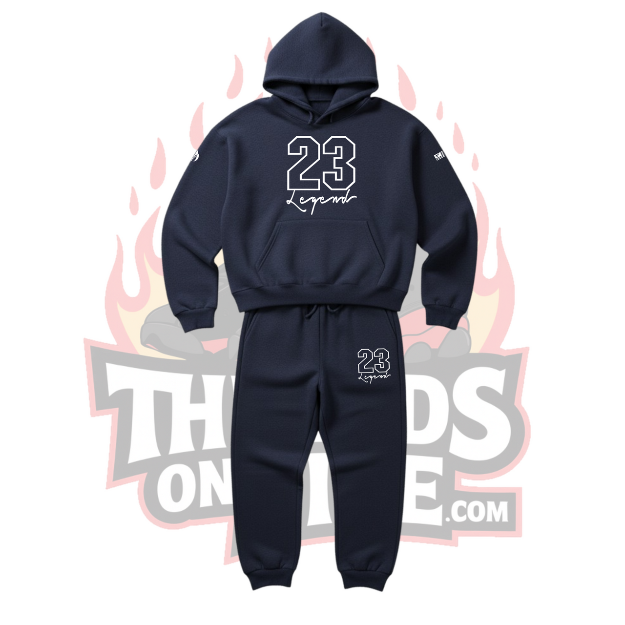 Men's Navy Blue Sweatsuit 23 Legend Hoodie & Joggers To Match Air Jordan 4 Navy White