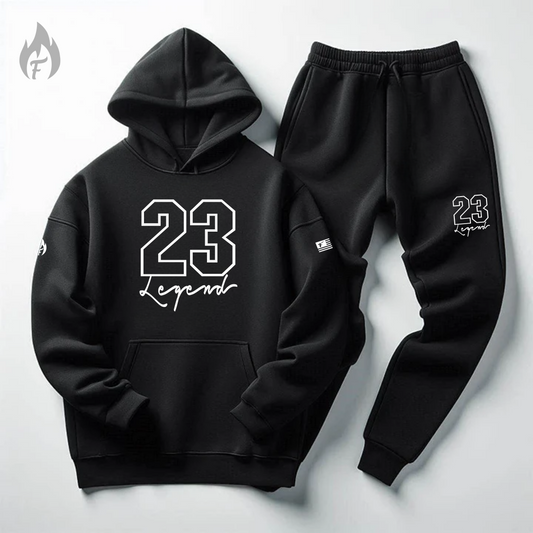 Men's "23 Legend" Premium Sneaker Sweatsuit Inspired by Air Jordan Retro 1 High OG Black White Sneaker Hoodie Joggers Set