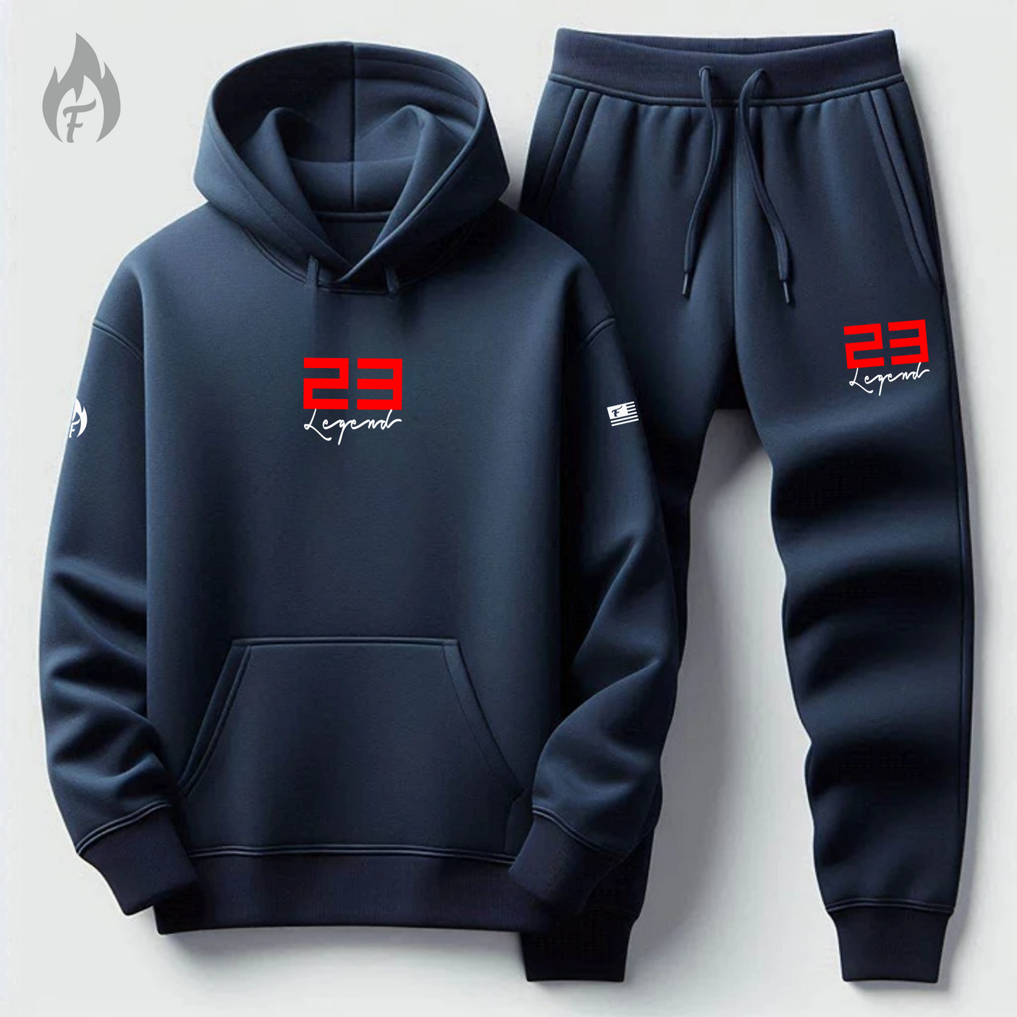 Men's 23 Legend Navy Red Tracksuit Hoodie & Joggers Sweatsuit To Match Air Jordan 13 Midnight Navy