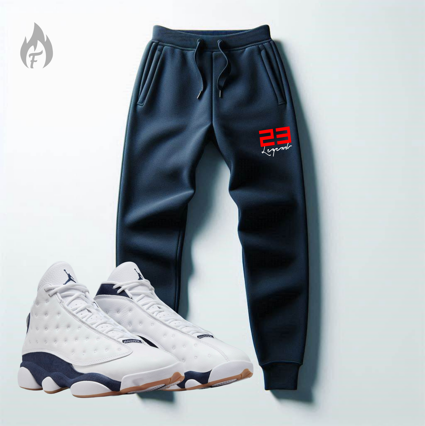 Men's 23 Legend Navy Red Tracksuit Hoodie & Joggers Sweatsuit To Match Air Jordan 13 Midnight Navy