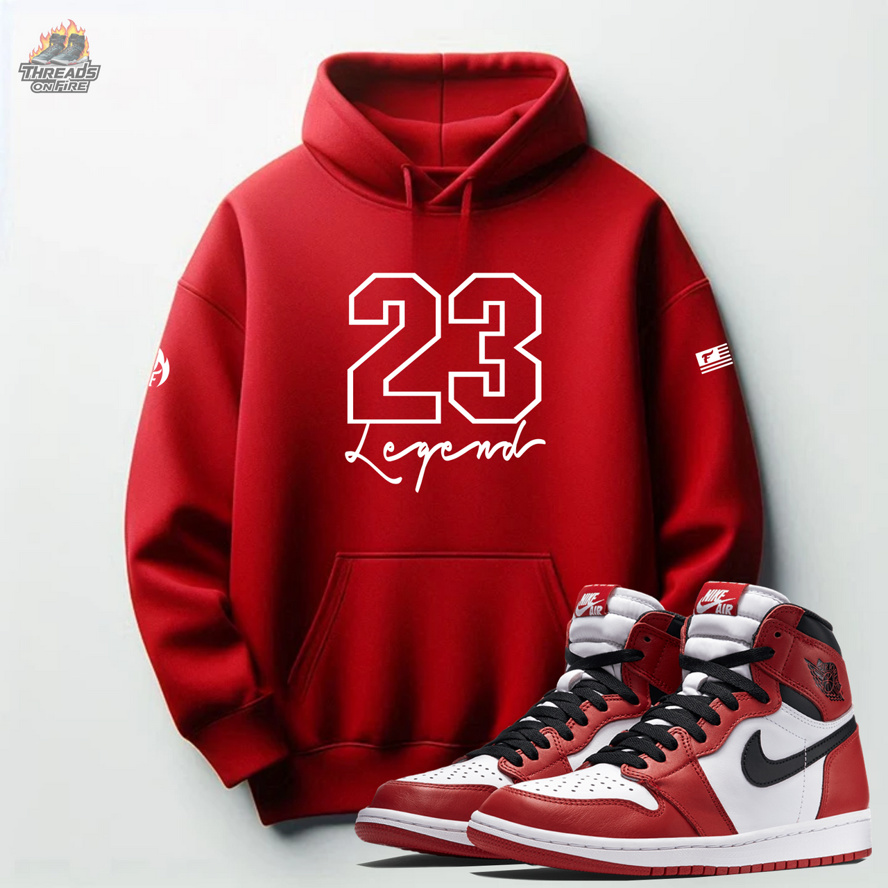 Men's Red Hoodie Joggers 23 Legend Sweatsuit To Match Air Jordan 1 Chicago