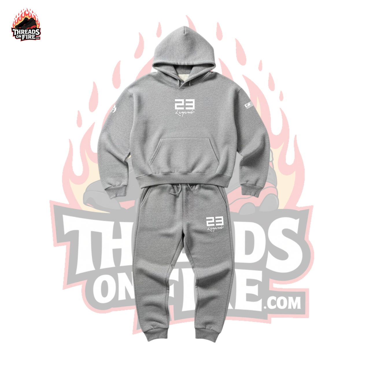 Grey 23 Legend Graphic Air Jordan 11 Cool Grey Inspired Sneaker Sweatsuit for Men Matching Hoodie and Joggers Set