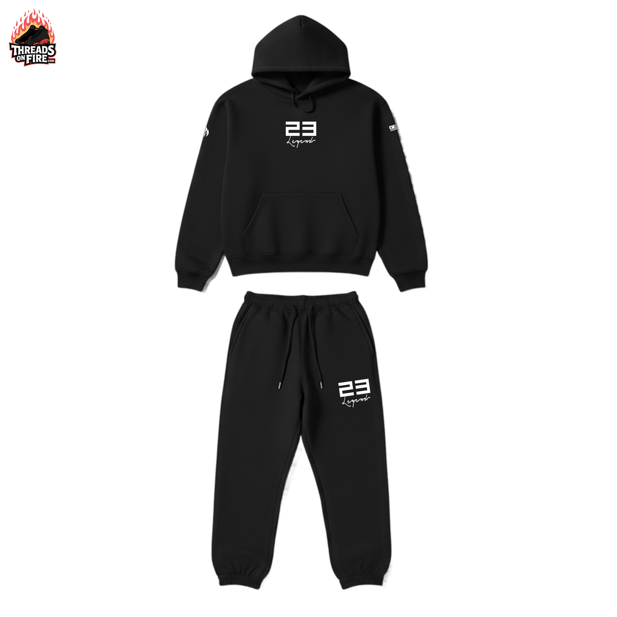 Black 23 Legend Sneaker Hoodie & Joggers Set To Match Air Jordan Retro 11 Jubilee Black Men's Sweatsuit