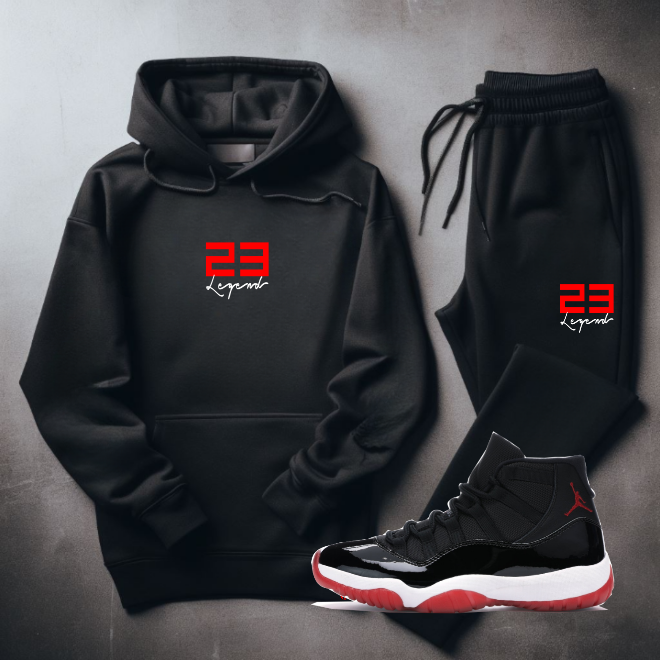 Sweatsuit Hoodie and Joggers To Match Air Jordan 11 Bred