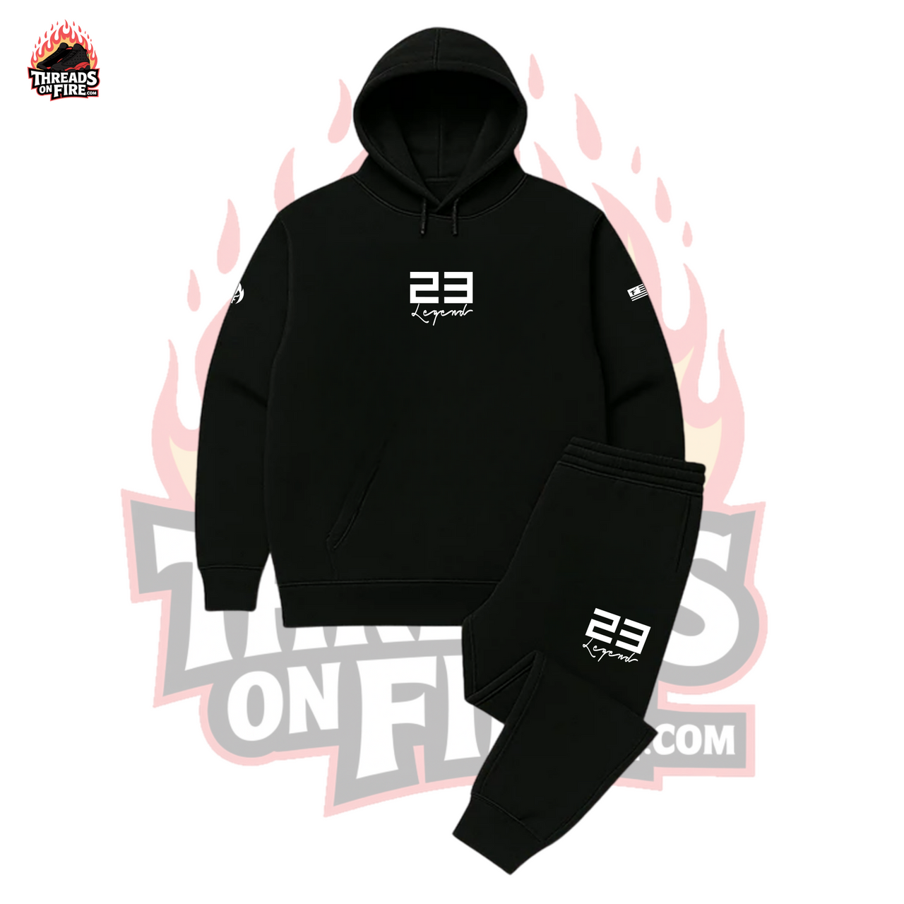 Black 23 Legend Sneaker Hoodie & Joggers Set To Match Air Jordan Retro 11 Jubilee Black Men's Sweatsuit