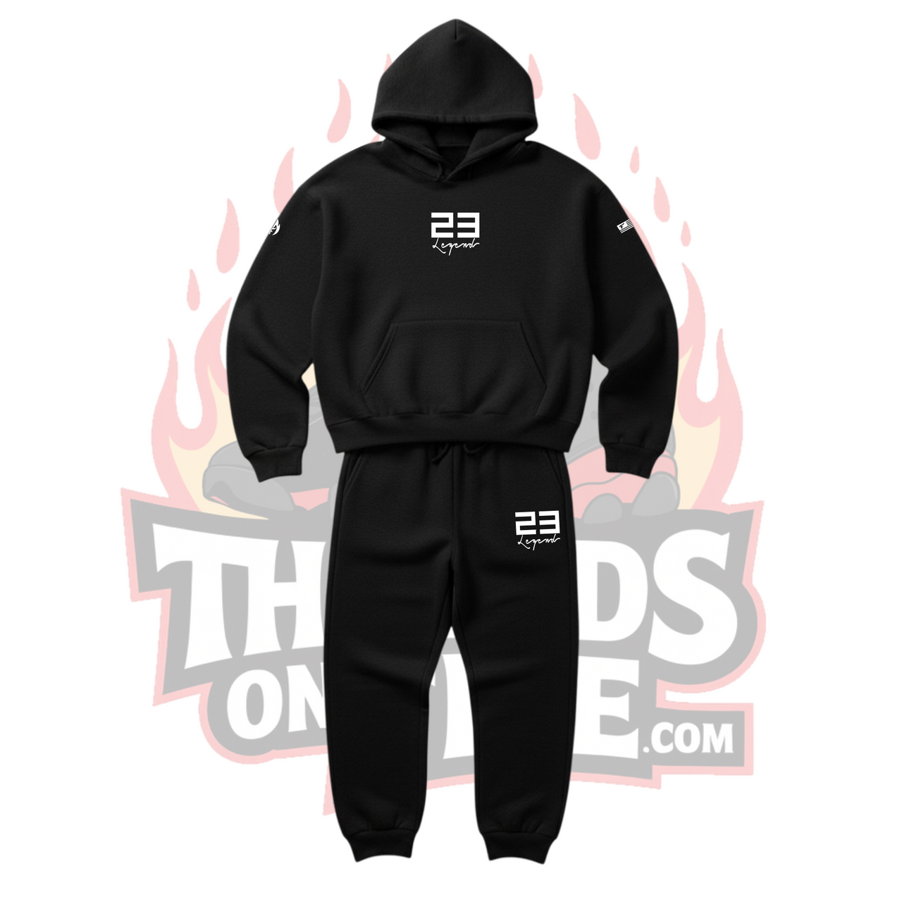 Black 23 Legend Sneaker Hoodie & Joggers Set To Match Air Jordan Retro 11 Jubilee Black Men's Sweatsuit
