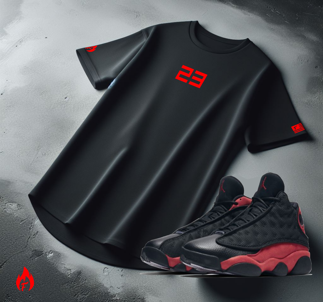 23 T-Shirt To Match Air Jordan Retro 13 Bred Men's Sneaker Matching Black Streetwear Tees