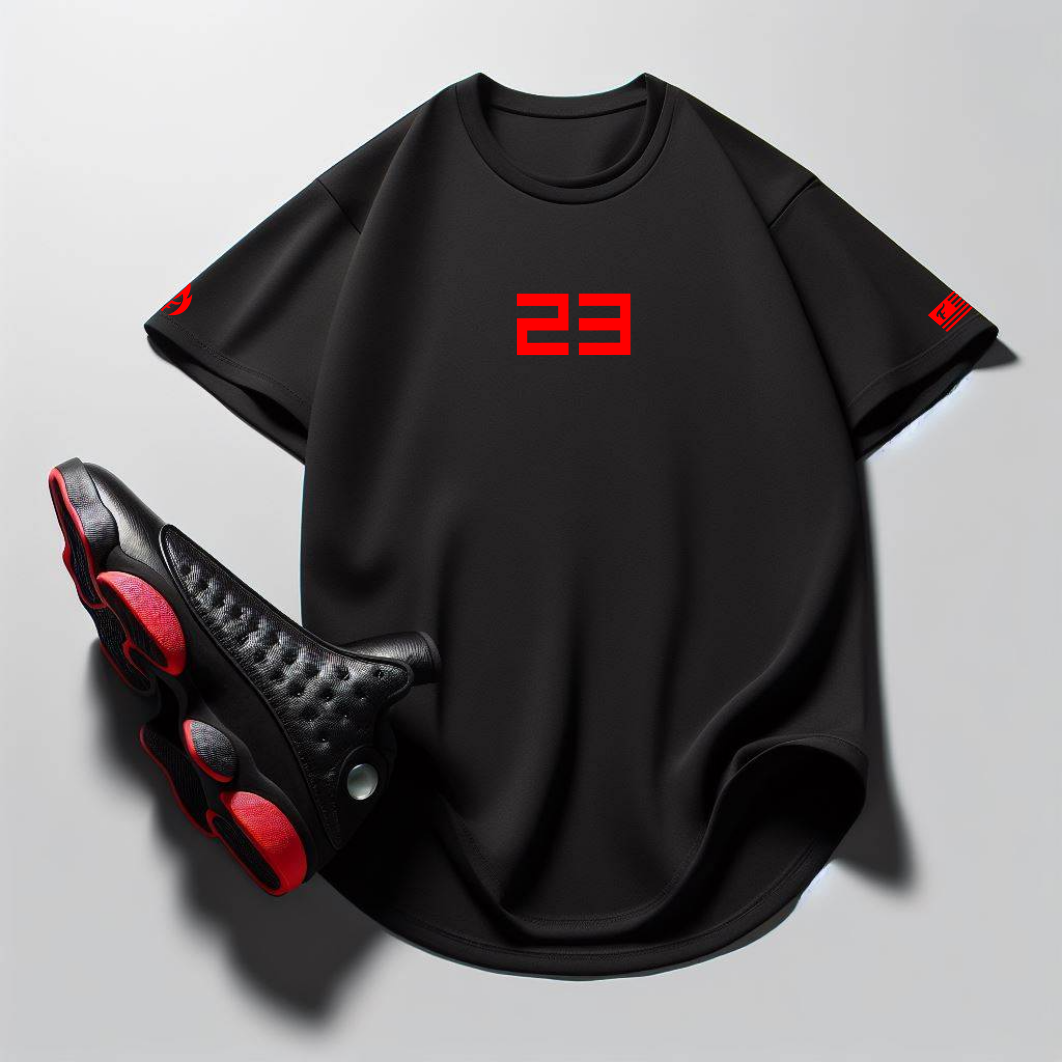 23 T-Shirt To Match Air Jordan Retro 13 Bred Men's Sneaker Matching Black Streetwear Tees