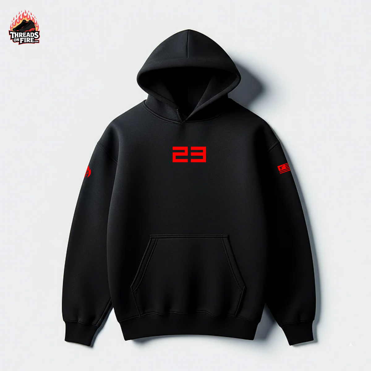 Men's Black 23 Sweatsuit To Match Air Jordan 13 Playoffs Black Red Sneaker Hoodie and Joggers Set