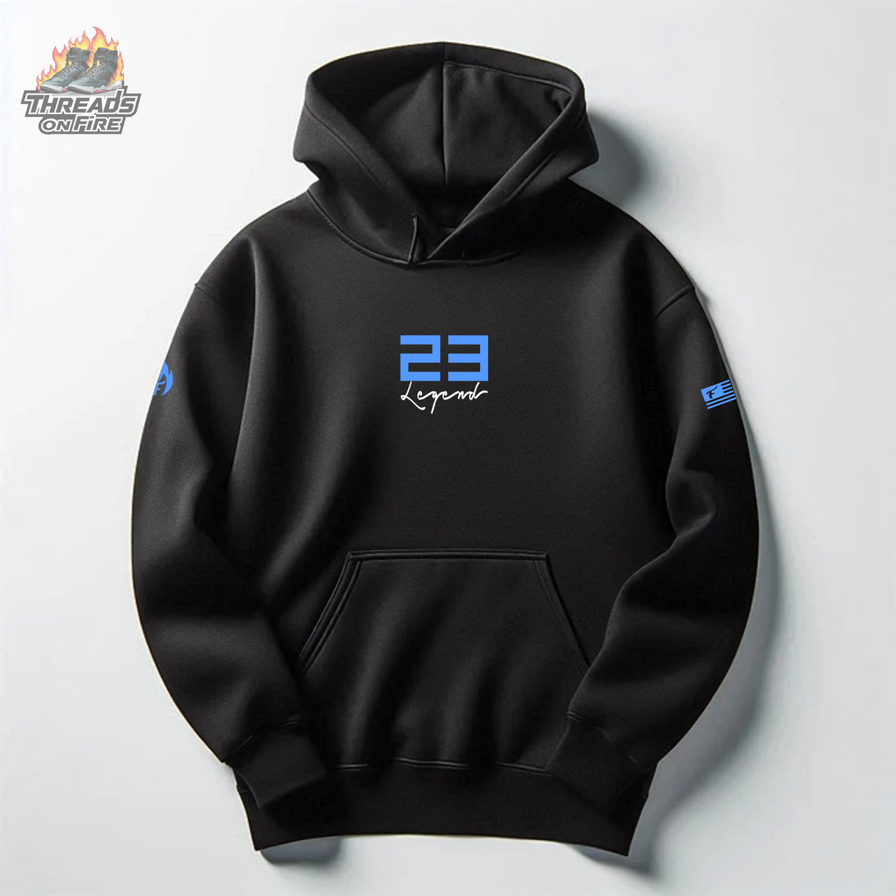 Men's 23 Legend Black Hoodie Joggers Sweatsuit Set To Match Air Jordan 11 Legend Blue