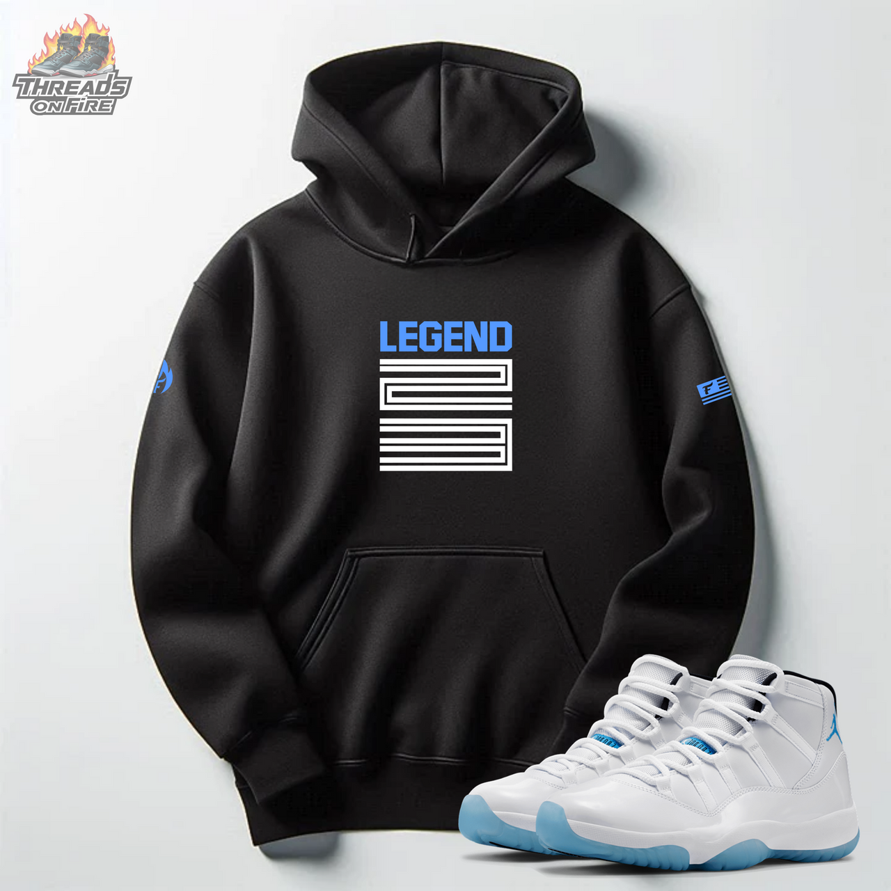 Men's Sneaker Hoodie & Joggers 23 Legend Sweatsuit To Match Air Jordan 11 Legend Blue