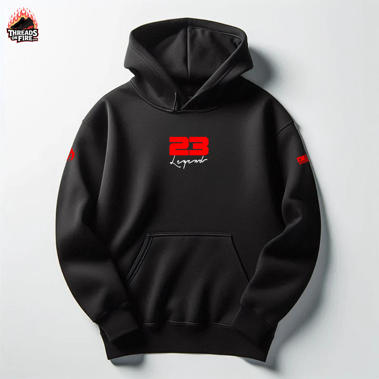 Men's 23 Legend Black and Sporty Red Sweatsuit Hoodie Joggers Set To Match Air Jordan 13 Bred